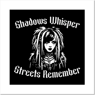 Gothic Chic Graphic Tee - Shadows Whisper, Streets Remember Posters and Art